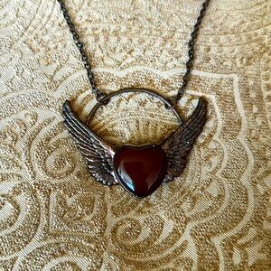Copper Heart & Wings Necklace